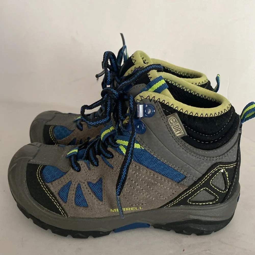 Merrell Kids Outdoor Adventure Apra Mid WTPF Boots- Green and Gray